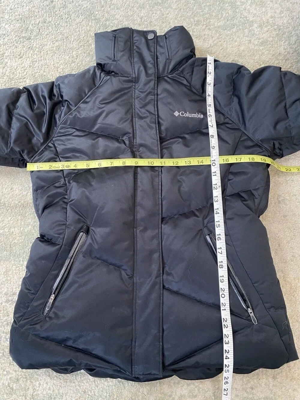 NO HOOD! Columbia Jacket Womens Medium Black Omni-Heat Down Feather Puffer